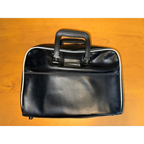 Vintage 14" x 11" European Health Spa Black Leather Gym/Tote Bag VTG 70s - Picture 3 of 10